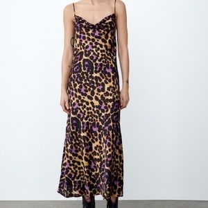 Zara Leopard slip dress